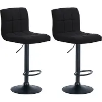 CLP 2er Set Barhocker Calma Stoff drehbar und höhenverstellbar schwarz Material Gestell Metall matt schwarz