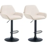 CLP 2er Set Barhocker Braga Samt drehbar und höhenverstellbar creme Material Gestell Metall matt schwarz