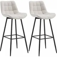 CLP 2er Set Barhocker Dartford | Farbe creme Material Stoff