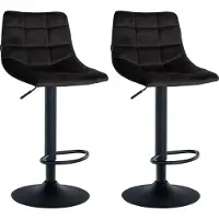 CLP 2er Set Barhocker Jerry Samt höhenverstellbar und 360 drehbar | Farbe schwarz Gestell Farbe schwarz