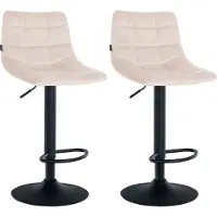CLP 2er Set Barhocker Jerry Samt höhenverstellbar und 360 drehbar beige Gestell Farbe schwarz