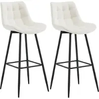 CLP 2er Set Barhocker Dartford | Farbe creme Material Samt