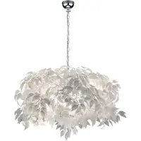 TRIO Leuchten - Design Romantische Hängelampe I Pendellampe I Pendelleuchte weiß mit Blättern - FederI 4-flammig I Wohnzimmer I Schlafzimmer - Kunststoff Rund - LED geeignet E14