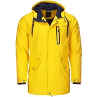 Dry Fashion Herren Regenjacke Bergen - Herrenjacke Regenmantel Männer Jacke Gefüttert Winddicht Wasserdicht in Gelb Größe 3XL