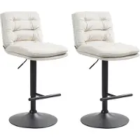 CLP 2er Set Barhocker Damar Samt höhenverstellbar und drehbar creme Gestell Farbe schwarz