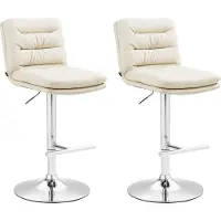CLP 2er Set Barhocker Damar Kunstleder höhenverstellbar und drehbar creme Gestell Farbe chrom
