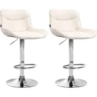 CLP 2er Set Barhocker Vonore Kunstleder höhenverstellbar und 360 Grad drehbar creme Gestell Farbe chrom