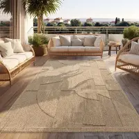 Paco Home Outdoor Teppich Wetterfest Balkon Wohnzimmer Boho Design Geometrisch Beige Grösse 240x340 cm