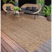 Paco Home Outdoor Teppich wetterfest Modern Flachgewebe, Jute-Optik für Terrasse & Balkon 80x150 cm