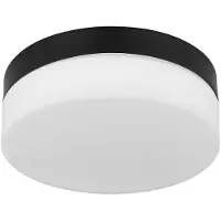Globo Lighting LED Deckenleuchte, IP44, Alu schwarz, Glas opal, D 18,4 cm