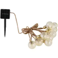 Globo LED Solar Lichterkette, 10x Glühbirnen, Hanfseil, L 570 cm