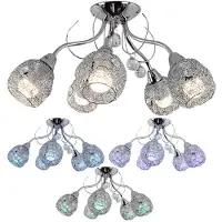 Globo Lighting RGB LED Deckenleuchte, 5 Flammig, Kristalle, Chrom, D 54 cm