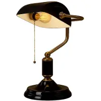 Globo Lighting LED Tischleuchte, Bankerlampe, Metall schwarz gold, H 34 cm
