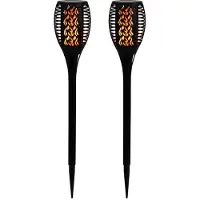 Etc-shop 2x LED Solarlampe, Feuer-Effekt, Garten Fackel Höhe 58 cm