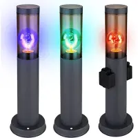 Globo 3er Set RGB LED Sockelleuchte, Steckdosen, Edelstahl, H 45 cm
