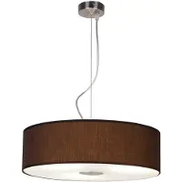Etc-shop Pendelleuchte, Stahl, Textil braun, Glas, D 45 cm