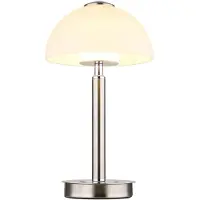 Globo Lighting LED Tischleuchte, Pilz, Glas, verchromt, Touchdimmer, H 31,5 cm