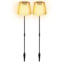 Globo 2er Set LED Solarlampe, Kunststoff amber, Erdspieß, H 60 cm
