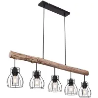 Etc-shop Hängeleuchte, Käfig Design, Holz, L 100 cm