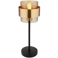 Globo Lighting LED Tischleuchte, Messingring, Glas, schwarz, H 47 cm