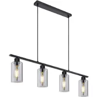 Etc-shop Hängelampe, Balken gerade, 4 Glaszylinder, rauch