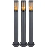 Globo 3er Set Stehleuchte, Edelstahl, rauch, anthrazit, H 80 cm