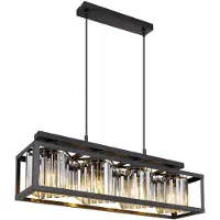 Globo Lighting LED Hängeleuchte Metall schwarz, Glaskristalle rauch H 120 cm
