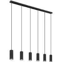 Etc-shop Pendelleuchte, 6-flammig, Metall, schwarz, Höhe verstellbar
