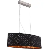 Globo LED Hängeleuchte, Textil, schwarz, gold, H 140cm