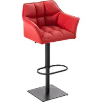 DELUKE Barhocker SIHAR - Kunstleder Rot 64x45x88 cm Schwarz | Barstuhl Höhenverstellbar Mit Lehne Drehbar Tresenhocker Tresenstuhl Kneipenhocker Kneipenstuhl