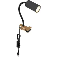Globo Lighting Klemmleuchte, graphit, Holzoptik, schwarz, flexibler Arm, H 41,5 cm