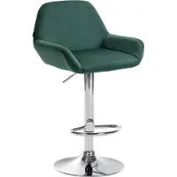 CLP Barhocker Braga Samtbezug mit Metallgestell, höhenverstellbar und drehbar dunkelgrün Gestell Farbe chrom