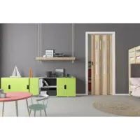 Forte Kunststoff-Falttür "Luciana" B 88,5 x H 202 cm Buche hell 3D 3 Fenster