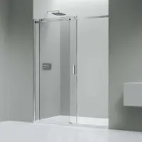 NEXTREND - GmbH Nischendusche mit Schiebetür NT806 FLEX - Glasstärke wählbar - Nano Klarglas - Profile - Chrom - Breite wählbar, Breite:1600 mm, Glasstärke:8mm ESG-Sicherheitsglas