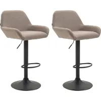 CLP 2er Set Barhocker Braga Stoff drehbar und höhenverstellbar taupe Gestell Farbe schwarz