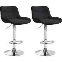 CLP 2er Set Barhocker Vonore Stoff höhenverstellbar und 360 Grad drehbar schwarz Gestell Farbe chrom