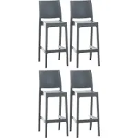 CLP 4er Set Barhocker Maya Kunststoff | Farbe dunkelgrau