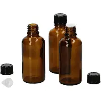 MamboCat 3tlg Set Miniaturflasche Tropfer Braunglas 50ml Apotheker Tropferflasche UV-geschützte Medikamente