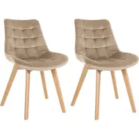 CLP 2er Set Esszimmerstühle Brook mit Samtbezug braun