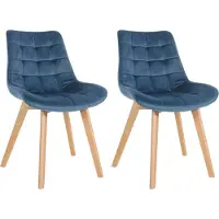 CLP 2er Set Esszimmerstühle Brook mit Samtbezug blau
