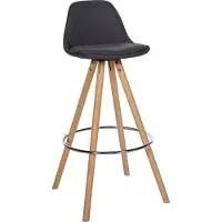 CLP Barhocker Corbin Stoff Rund | Farbe dunkelgrau Gestell Farbe natur
