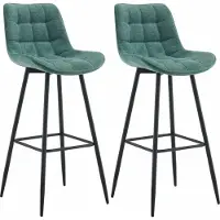 CLP 2er Set Barhocker Dartford | Farbe grün Material Stoff