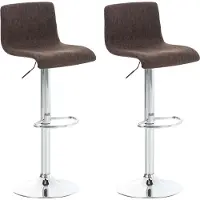 CLP 2er Set Barhocker Hover Stoff höhenverstellbar und drehbar | Farbe braun Gestell Farbe chrom