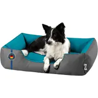 BedDog Hundebett LUPI waschbar,(L) ca. 80x65x18cm,BLUE-ROCK (grau/blau)