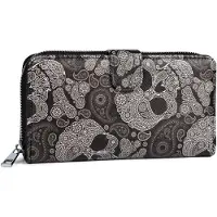 StyleBREAKER Damen Geldbörse mit Totenkopf Paisley Print, Reißverschluss und Druckknopf, Portemonnaie 02040135