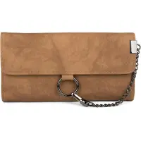 StyleBREAKER Damen Geldbörse mit Ring und Kette – Weiches Portemonnaie mit Karabinerhaken und Druckknopfverschluss 02040066