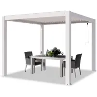 PRIMEYARD Pergola 3x3 m Aluminium Pfosten mit Lamellendach aus Aluminium weiße Terrassenüberdachung