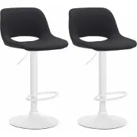 CLP 2er Set Barhocker Camden Stoff drehbar und höhenverstellbar | schwarz Farbe schwarz Material Gestell Metall matt weiss