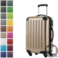 Hauptstadtkoffer Alex - Handgepäck-Koffer mit Erweiterung Kabinentrolley 4 Rollen, Bordgepäck für jede Airline, Reisetrolley Größe S Hartschale glänzend, 55 cm, 42 Liter,Champagner
