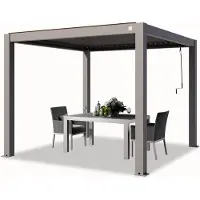 TOOLPORT PRIMEYARD Pergola 3x3 m Aluminium Pfosten mit Lamellendach aus Aluminium graue Terrassenüberdachung